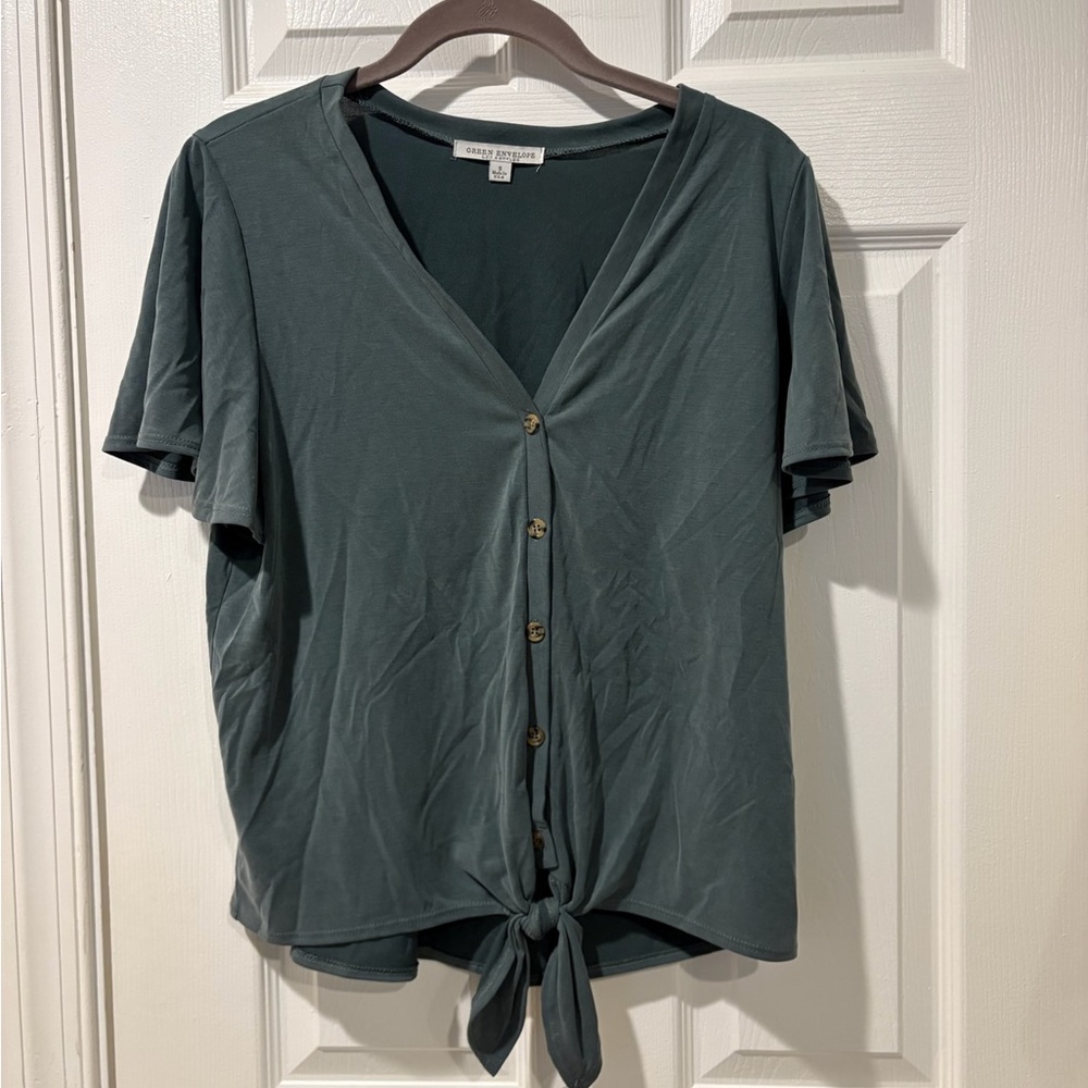 Green Envelope tie front top